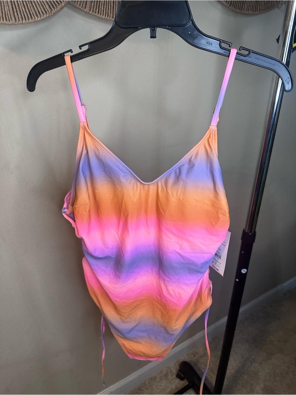 Women’s Gradient Tie-Dye Cami Bodysuit - Pink & Orange